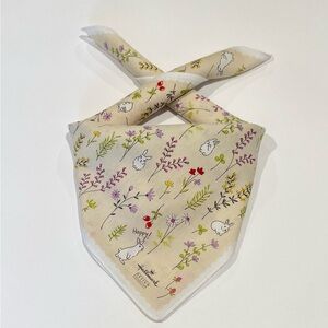 HANDKERCHIEF VINTAGE HALLMARK WOMEN ART FLORAL & BUNNY COTTON POCKET SQUARE 19”